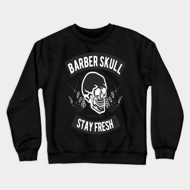 Barber Skull   Shop Desing Crewneck Sweatshirt by The Squeez